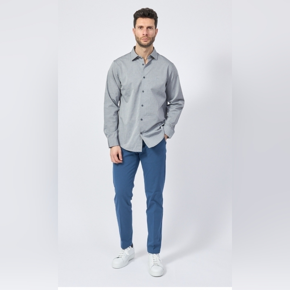 Armani Exchange Gray Herringbone Button-Up Shirt